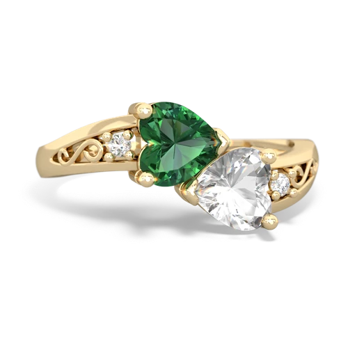 lab emerald-white topaz filligree ring