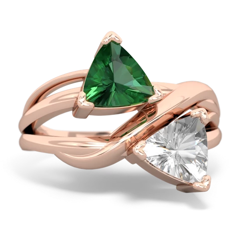 lab emerald-white topaz filligree ring