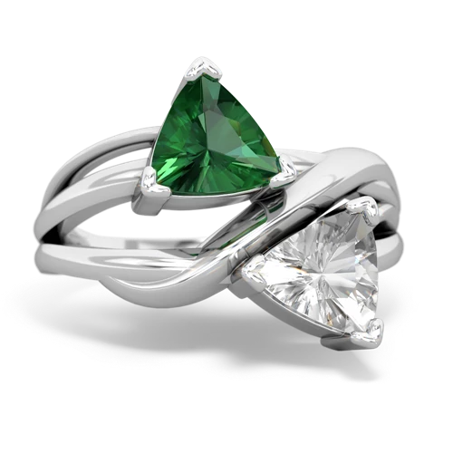 lab emerald-white topaz filligree ring