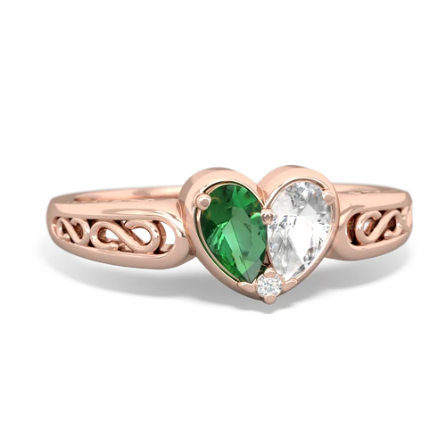 lab emerald-white topaz filligree ring