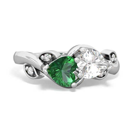 Lab Emerald Lab Created Emerald with Genuine White Topaz Floral Elegance ring Ring