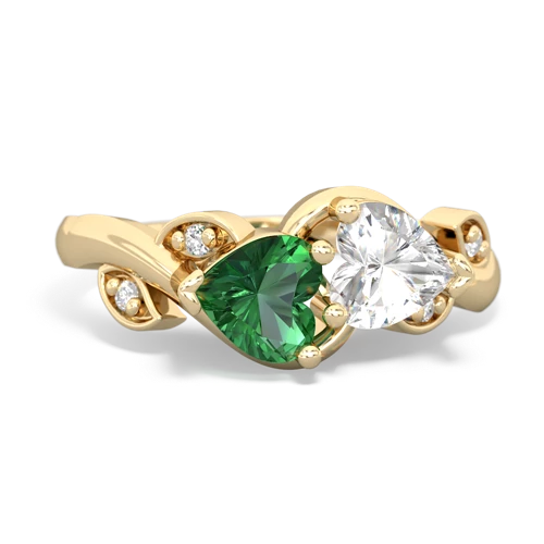 lab emerald-white topaz floral keepsake ring