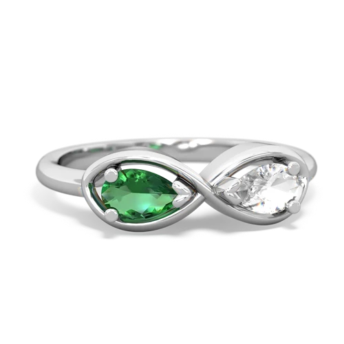 Lab Emerald Lab Created Emerald with Genuine White Topaz Infinity ring Ring