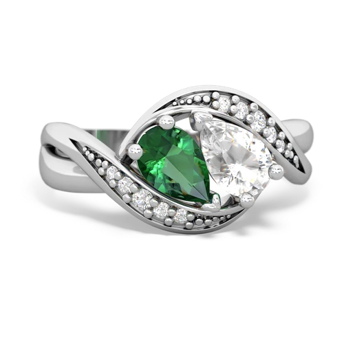 Lab Emerald Lab Created Emerald with Genuine White Topaz Summer Winds ring Ring