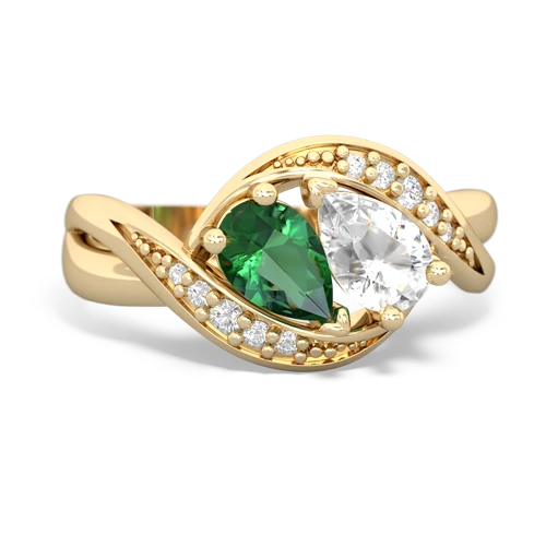 lab emerald-white topaz keepsake curls ring