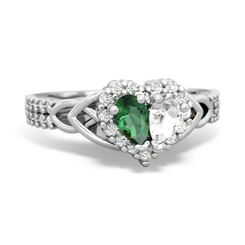 Lab Emerald Lab Created Emerald with Genuine White Topaz Celtic Knot Engagement ring Ring