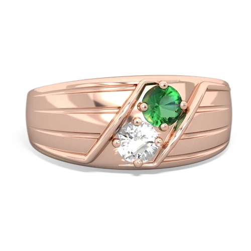 lab emerald-white topaz mens ring