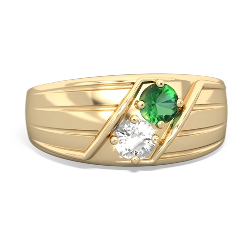 lab emerald-white topaz mens ring
