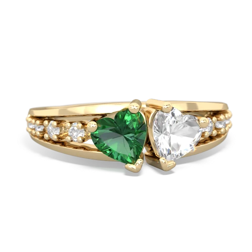 lab emerald-white topaz modern ring