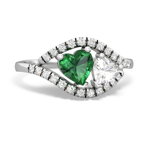 Lab Emerald Lab Created Emerald with Genuine White Topaz Mother and Child ring Ring