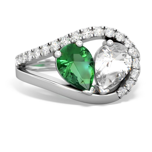 Lab Emerald Lab Created Emerald with Genuine White Topaz Nestled Heart Keepsake ring Ring