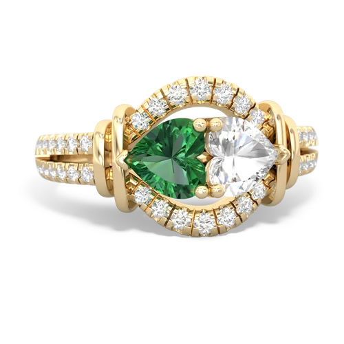 lab emerald-white topaz pave keepsake ring