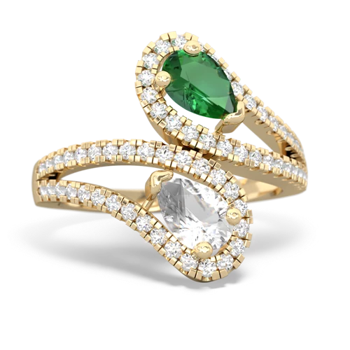 lab emerald-white topaz pave swirls ring