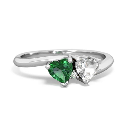 Lab Emerald Lab Created Emerald with Genuine White Topaz Sweetheart's Promise ring Ring