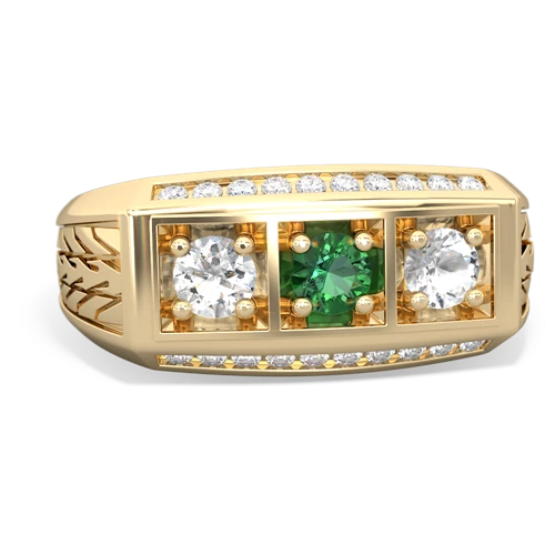 lab emerald-white topaz three stone ring