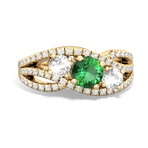 lab emerald-white topaz three stone pave ring