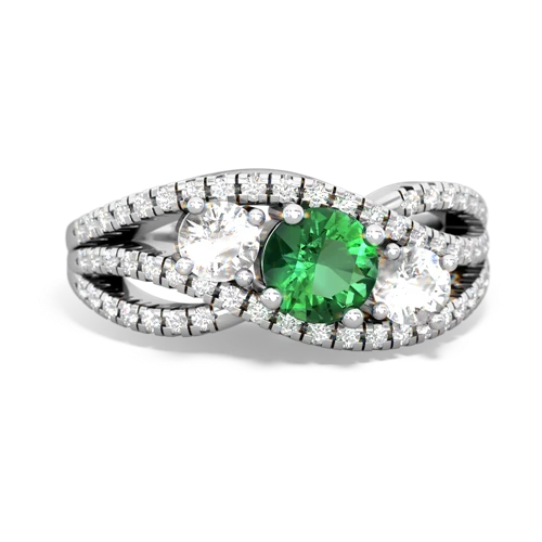 lab emerald-white topaz three stone pave ring