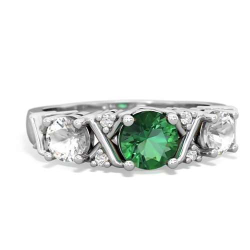 Lab Emerald Lab Created Emerald with Genuine White Topaz and  Hugs and Kisses ring Ring