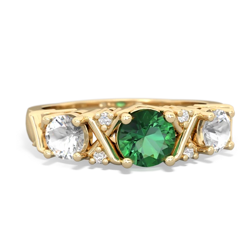 Lab Emerald Lab Created Emerald with Genuine White Topaz and Genuine Aquamarine Hugs and Kisses ring Ring