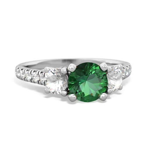 Lab Emerald Lab Created Emerald with Genuine White Topaz and  Pave Trellis ring Ring