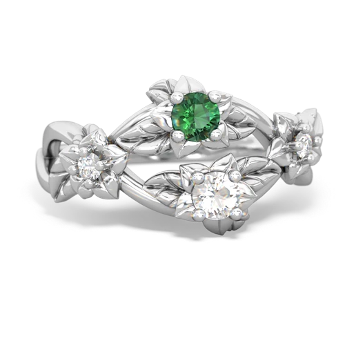 Lab Emerald Lab Created Emerald with Genuine White Topaz Sparkling Bouquet ring Ring