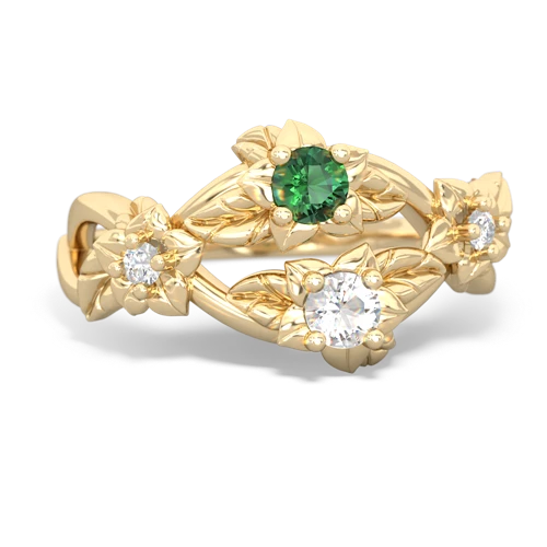 Lab Emerald Lab Created Emerald with Genuine White Topaz Sparkling Bouquet ring Ring