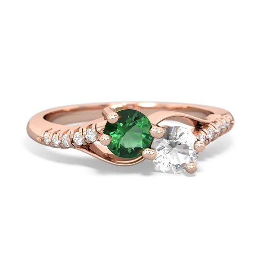 lab emerald-white topaz two stone infinity ring