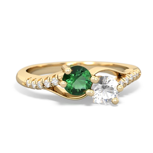 lab emerald-white topaz two stone infinity ring