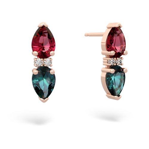 lab ruby-alexandrite bowtie earrings