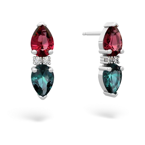 lab ruby-alexandrite bowtie earrings