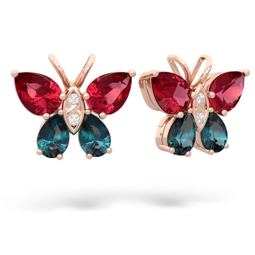 lab ruby-alexandrite butterfly earrings