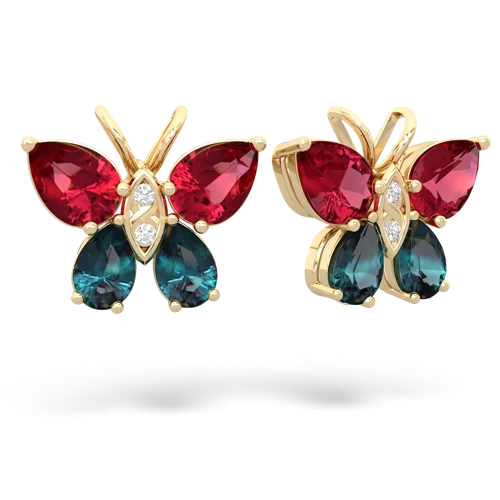 lab ruby-alexandrite butterfly earrings