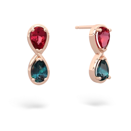 lab ruby-alexandrite infinity earrings