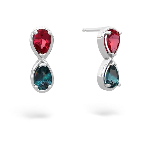 lab ruby-alexandrite infinity earrings