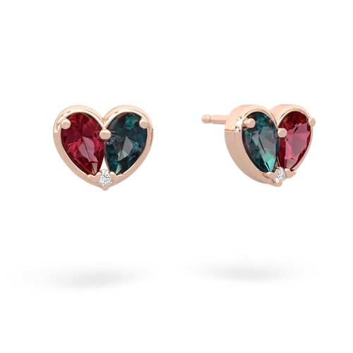 lab ruby-alexandrite one heart earrings