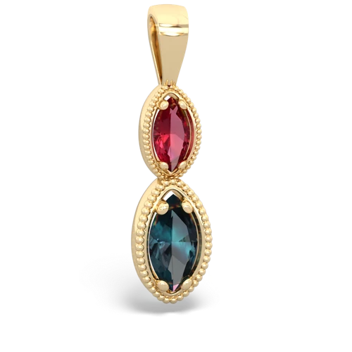 Lab Ruby Lab Created Ruby with Lab Created Alexandrite Antique-style Halo pendant Pendant