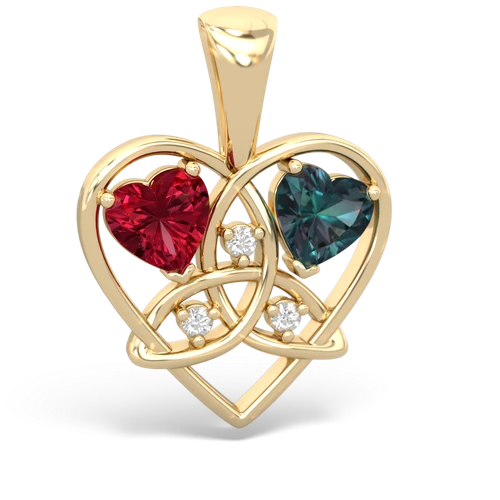 Lab Ruby Lab Created Ruby with Lab Created Alexandrite Celtic Trinity Heart pendant Pendant