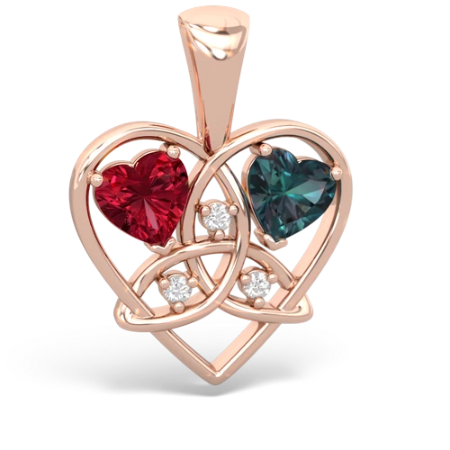 lab ruby-alexandrite celtic heart pendant