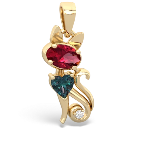 Lab Ruby Lab Created Ruby with Lab Created Alexandrite Kitten pendant Pendant