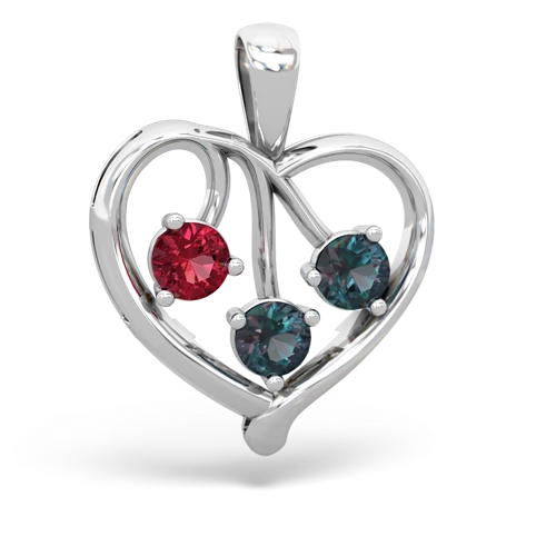 Lab Ruby Lab Created Ruby with Lab Created Alexandrite and Genuine Black Onyx Glowing Heart pendant Pendant