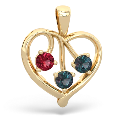 Lab Ruby Lab Created Ruby with Lab Created Alexandrite and  Glowing Heart pendant Pendant