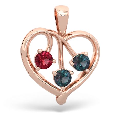 lab ruby-alexandrite love heart pendant
