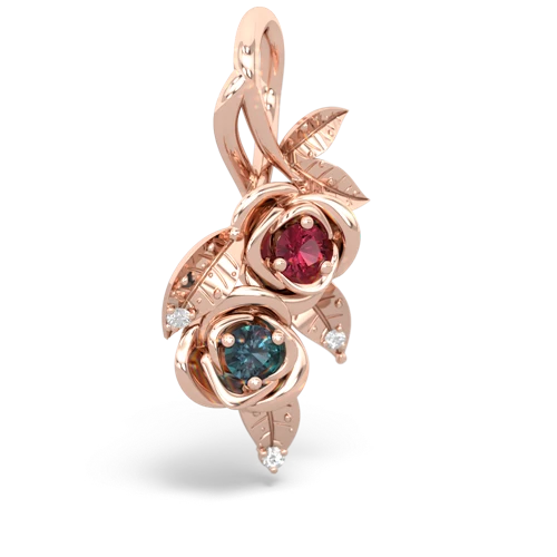 lab ruby-alexandrite rose vine pendant