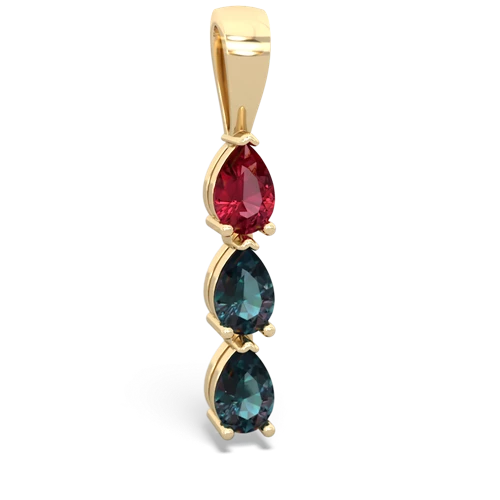 Lab Ruby Lab Created Ruby with Lab Created Alexandrite and  Three Stone pendant Pendant