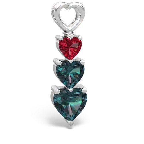 lab ruby-alexandrite three stone pendant