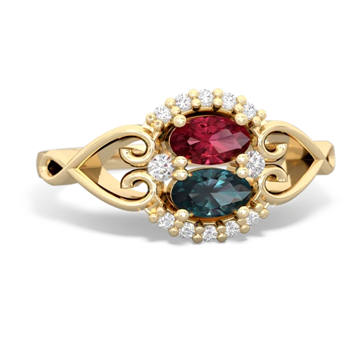 lab ruby-alexandrite antique keepsake ring