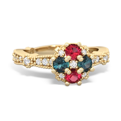 Lab Ruby Lab Created Ruby with Lab Created Alexandrite Milgrain Antique Style ring Ring