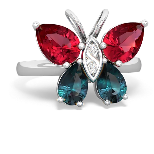 lab ruby-alexandrite butterfly ring