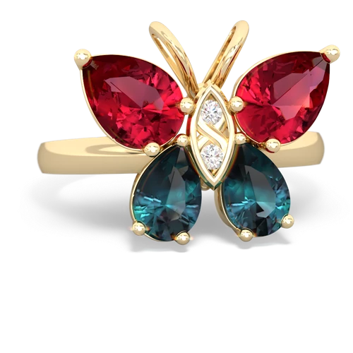 lab ruby-alexandrite butterfly ring