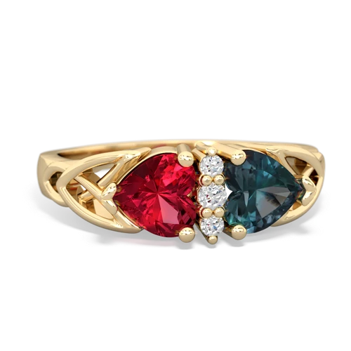 Lab Ruby Lab Created Ruby with Lab Created Alexandrite Celtic Trinity Knot ring Ring
